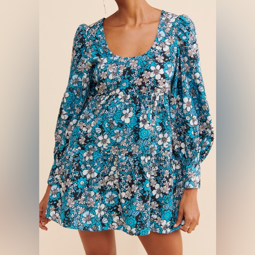 RAHI - Long Sleeve Floral Baby Doll Dress - NWT